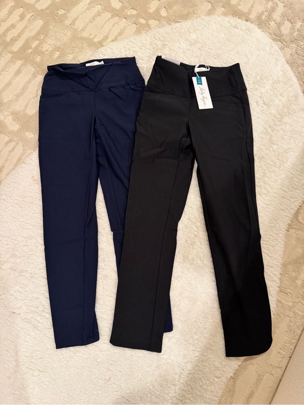 Two Pairs of Lady Hagen Straight-Leg Golf Pants in Navy and Black